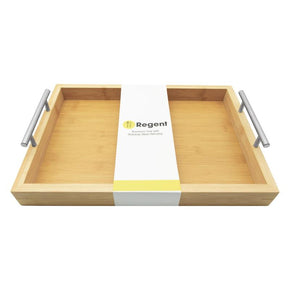 Regent Bamboo Rectangular Tray With St Steel Handles 395x285x73mm 30250 (7817372958809)