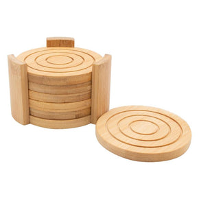 Regent Bamboo Round Coasters With Slots In Holder 6 Piece Set 30254 (7813303468121)