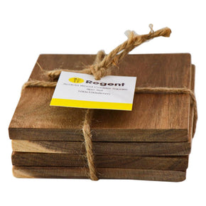 Regent Acacia Wood Coasters Square 4 Piece Set, 100x100x8mm 41809 (7335766458457)