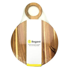 Regent Acacia Wood Round Serving Board With Ring Handle 440x320x16mm 41812 (7817377841241)