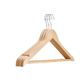 Deluxe Wooden Clothes Hanger 3Pc Natural N471041 (7894395781209)