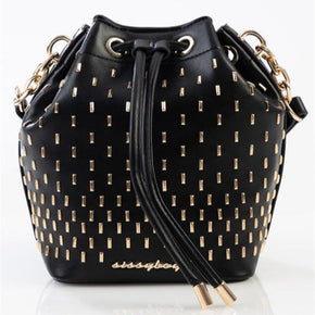 Sissy Boy Adore Stud Drawstring Bucket Bag Black (7917840203865)