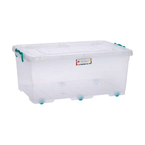 Contour Clip And Lock Storage Box Clear With Wheels 40 Litre P3553 (7813393055833)