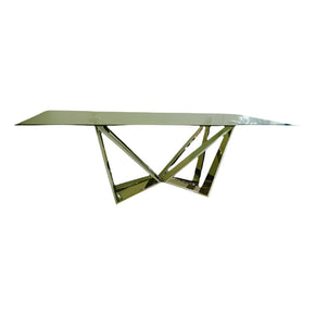 Red Rooster Decor DRT208SS Stainless Steel Dining Room Table with Beveled Smoke Glass (7896157651033)