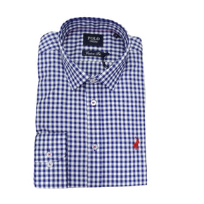 Polo Men's Gingham Long Sleeve Shirt Navy (7796986871897)