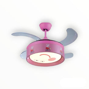 Peppa Pig Pink Retractable LED Ceiling Fan (7811071475801)