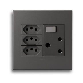 Legrand Arteor PN44MM RSA Single Switched Socket + 3 x New RSA Socket 4x4 Magnesium (7928932237401)