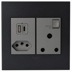 Legrand Arteor PMONU44MGP New RSA Sockets+ Type A&C USB Monobloc 4x4 Graphite (7926273572953)