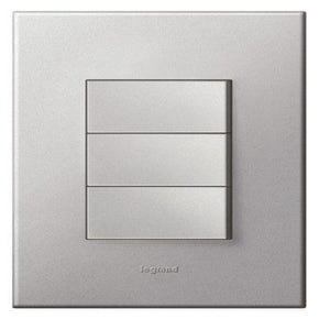 Legrand Arteor P324SASA 3-Lever 1-Way Switch 2x4 Soft Aluminium (7927992418393)