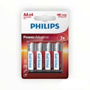 Philips Power Alkaline LR6 AA Batteries 1.5V - 4 Pack (7809619460185)