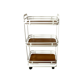 Aqua 2-Tier Mirrored Aqua 3-Tier Storage Cart Trolley Cream with MDF Board 29909