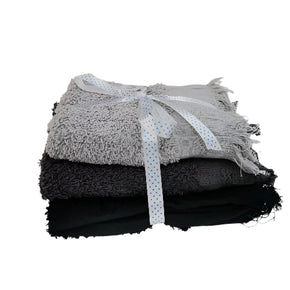 Bristol Fringe Guest Towel 30 x 50cm 3 Pieces (Black/Grey/Silver) T5017G (7894397976665)