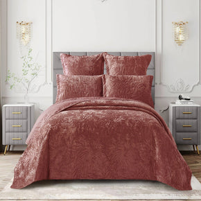 Cotton Co Queen Velvet Frost Reversible Luxury Quilt 5 Piece Blush OSP02 (7877162106969)