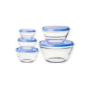 BORGONOVO CRYSTAL GLASS Borgonovo Lambada Round Glass Bowl Storage Set, Set Of 5