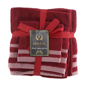 Bristol TOWEL Bristol 100% Cotton Plush Towel Set 3-Piece Burgandy (7807125389401)