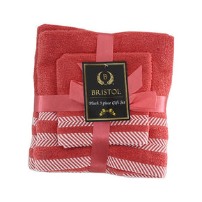 Bristol TOWEL Bristol 100% Cotton Plush Towel Set - 3-Piece Coral (4741227151449)