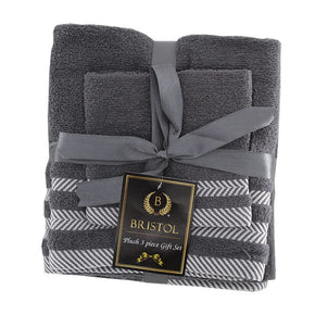 Bristol TOWEL Bristol 100% Cotton Plush Towel Set 3-Piece Dark Grey (7807126110297)