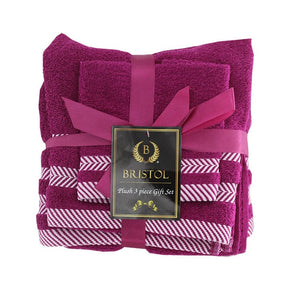 Bristol TOWEL Bristol 100% Cotton Plush Towel Set - 3-Piece Fuschia (7806994612313)