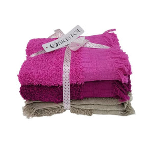 Bristol TOWEL Bristol Fringe Guest Towel 30 x 50cm 3 Pieces (Cerise/Fuschia/Pebble) T5017G