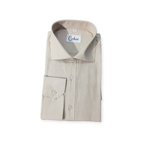 Carducci Shirts Carducci Men's LInen Long Sleeve Shirt Beige