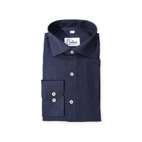 Carducci Shirts Carducci Men's Linen Long Sleeve Shirt Navy (7819665178713)