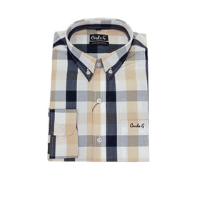 Carlo G Shirts Men's Carlo G Long Sleeve Shirt Stone/Navy