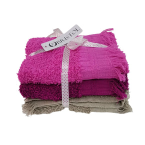 Bristol Fringe Guest Towel 30 x 50cm 3 Pieces (Cerise/Fuschia/Pebble) T5017G (7894399320153)