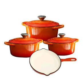 Continental Homeware POTS Cast Iron Pot Set 7 Piece Orange CH1043 (6957839679577)