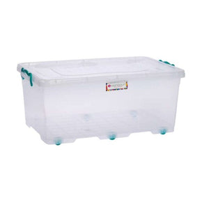 contour STORAGE BOX Contour Clip And Lock Storage Box Clear With Wheels 40 Litre P3553