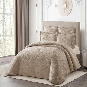 Cotton Co Bedroom & Bathroom Cotton Co Helsinki Jacquard Comforter 5 Piece Queen Camel HLC11