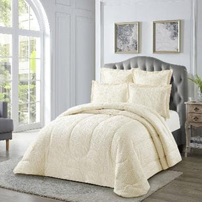 Cotton Co Bedroom & Bathroom Cotton Co London Jacquard Comforter 5 Piece Queen Off White LNS14