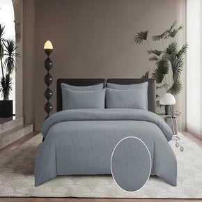 Cotton Co Duvet Cover Cotton Co Bella Grey Embossed Micro Satin Duvet Cover Set (7811163881561)