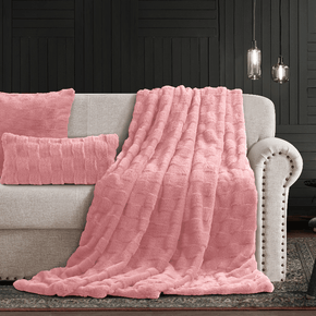 Cotton Co Fur Throw Cotton Co Prague Faux fux Throw 120 x 180cm Blush