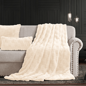 Cotton Co Fur Throw Cotton Co Prague Faux fux Throw 120 x 180cm Cream