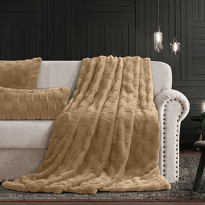 Cotton Co Fur Throw Cotton Co Prague Faux fux Throw 120 x 180cm Stone