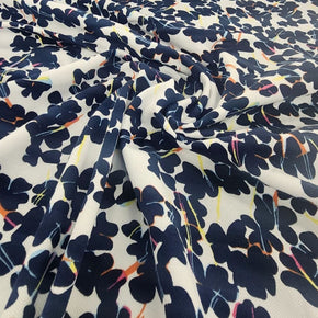 COTTON LYCRA Dress Fabrics Printed Cotton Jersey Knit Fabric 150 cm Blue Floral