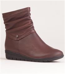 Froggie Boots Froggie Nut Leather Ruched Ankle Boot