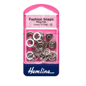 HEMLINE HABBY Fashion Snaps Ring Top 11mm White 6 sets (7771724349529)