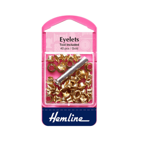 HEMLINE HABBY Hemline Eyelets Tool Included 5.5mm Gold/Brass 40 pcs (7771731656793)