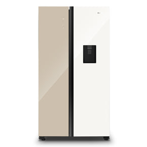 Hisense Side by side fridge Hisense 508L White And Khaki Glass Side By Side Fridge H670SDK-WD