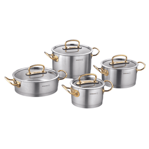 Korkmaz Pots Set Korkmaz 8 Piece Proline Cookware Set With Gold Handles A1148