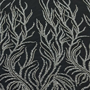 LACE Dress Fabrics Black Silver Gisele Sequin 150cm (7802260586585)