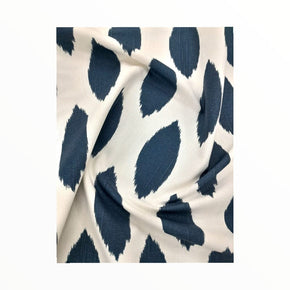 LOOM CRAFT PRINTED FABRIC White / Navy Printed Cotton Canvas Patcheo Collection 140 cm