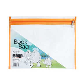 Meeco Tech & Office Meeco A4 Book Bag Clear Pvc With Zip Orange (7409303781465)