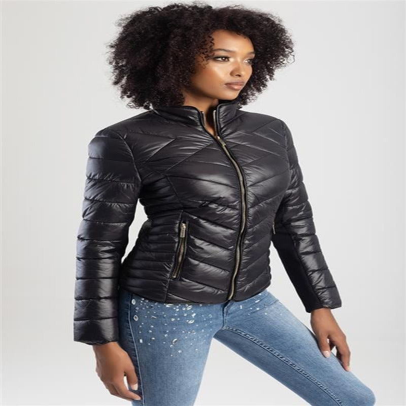 Ladies quilted puffer jacket sale