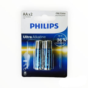 Philips 2 PACK AA BATTERIES Philips Battery Ultra Alkaline AA 2 Pack AV375 LR6E2B/97 (7777122058329)