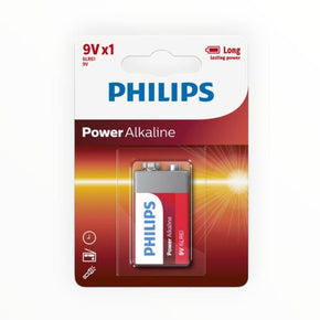 PHILIPS 9V BATTERY Philips Power Alkaline 6LR61 Battery 9V 1 Pack (7900131164249)