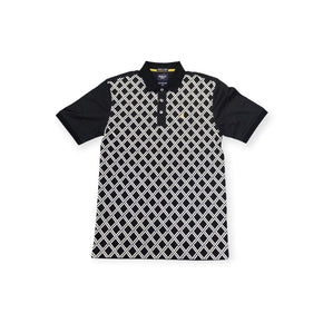 polo Golf T Shirt Polo Men's Double Mercerised Geo Print Golfer Black (7787934220377)