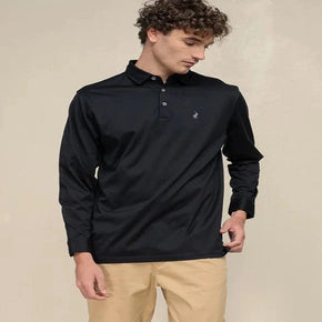 Polo Golfer Polo Mens Long Sleeve Mercerised Golfer Black (7710161272921)