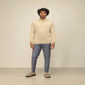 Polo Knitwear Polo Mens Long Sleeve High Collar Knitwear Taupe